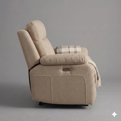 Image of Amazon Brand - Solimo Elira | Single Seater Sofa Recliner | Manual Recliner (Velvet Beige)