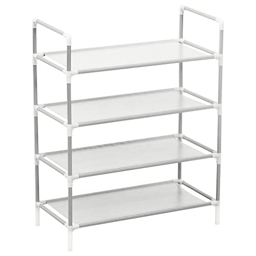 Étagère à Chaussures en Métal et Tissu Non Tissé, 4 Niveaux, Range Chaussures, Meuble Chaussure Entrée, Shoe Rack, Argent, 60 x 29 x 71 cm – Image 3