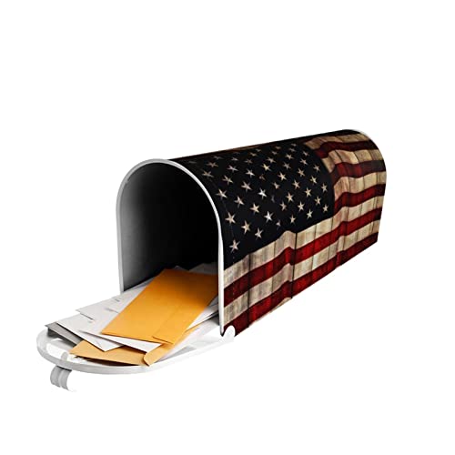 Image of Vintage American Flag Mailbox Covers Large Size 25.5x21 Inch Patriotic American Memorial Day Magnetic Mailbox Cover 4th of July Holiday Decorative Post Letter Box Cover for Yard Garden Entrance