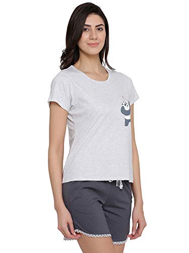 Image of Clovia Women's Cotton Mid Thigh Length Casual Regular Pajama Set