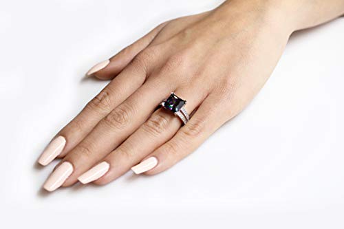 Closeoutwarehouse Princess Cut Simulated Mystic Topaz Cubic Zirconia Ring Sterling Silver Size 5 #TOP3