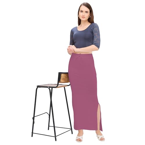 Image of DESI GIRL Cotton Lycra Stretchable Saree Shapewear Petticoat with Drawstring for Women | Fishcut Saree Petticoat with Side Slit for Easy Movement | Saree Shaper | Long inskirt