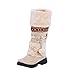 Minetom Femme Bottes de Neige Chaud Hiver Boots Mode Doublure Peluche Antidérapant Chaussures Bohême Pom Pom Casual Boots Bottines Beige 41 EU