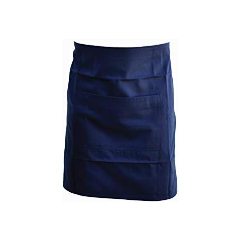 Black Pepper Polycotton Short Waist Apron with 2 Pocket, Professional Home Kitchen Apron for Chefs, Waiters, Cooks, Catering, Bar Staff, Navy, Pack of 1 Cover
