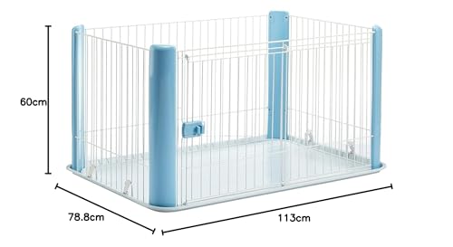Iris Ohyama Welpenauslauf mit abschließbarer Tür, H60cm, Blau, Katzengehege, Hundebox, Hundegitter, Für Outdoor, Indoor, Welpenlaufstall, Hundezaun, Welpenzaun, Laufstall Hund, CLS-1130
