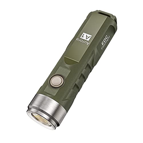 Rovyvon A1 650 Lumen Cree Xp-G3 S5 Led Super Bright Outdoor Edc Mini Portachiavi Ricaricabile Torcia Led Piccola Torcia Ricaricabile (Verde Militare)