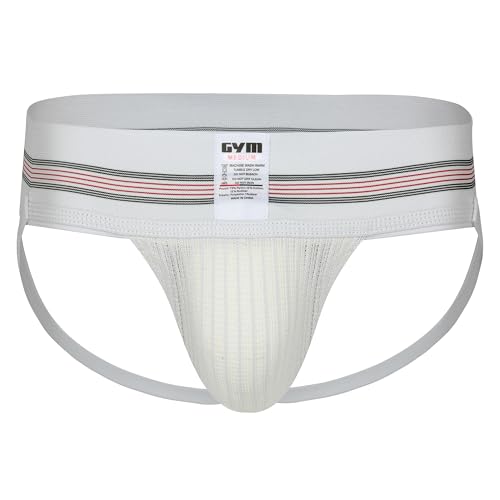 GYM Mens Old School Jockstrap (Large, White,...