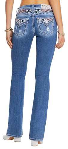 Miss Me Women's Liberty Faux Flap Pockets Mid-Rise Bootcut Jeans
