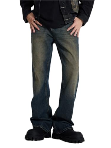 Jeans Pants Trousers Denim Wide Leg Floor Versatile Men's Washed