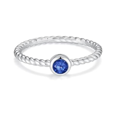 IOHUPCI 925 Sterling Silver Stackable Birthstone Rings for Women Teen Colorful Cubic Zirconia Mothers Daughter Jewelry Gift Simple Promise Ring for Her (September, 6) Cover