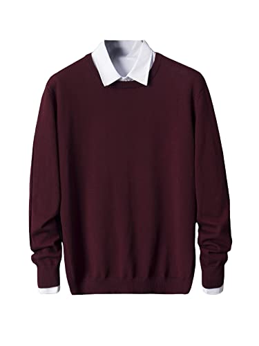 Floerns Men's Solid Long Sleeve Ribbed Knit Round Neck Sweater Pullover Top