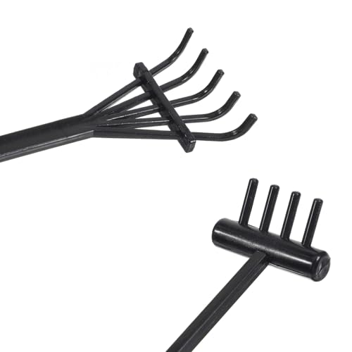 Mabor 6Pcs Mini Zen Garden Rake, DIY Sand Zen Garden Accessories, Miniature Tabletop Rock Sand Rake Tools, Small Rakes for Gardening Decor, Black