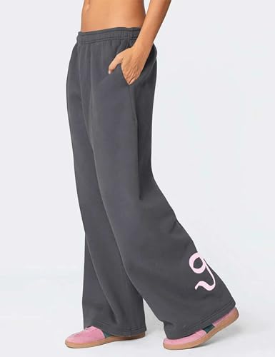 Livtany Women’s Straight Leg Graphic Bow Print Sweatpants Wide Leg Elastic Waistband Lounge Pant Lounge Joggers with Pockets3