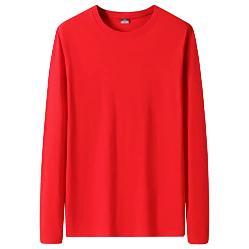 Men's Crewneck Sweater T Shirt Classic Jumper Long Sleeve Pullover Top Soft Casual Loose Workout Tops Sweaters (XX-Large,Red)