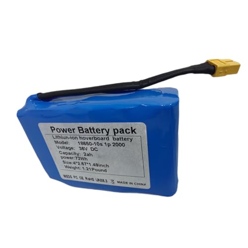 36V Hoverboard Battery Replacement Pack - Rechargeable 10S1P Li-ion Battery (72Wh, 36V DC)