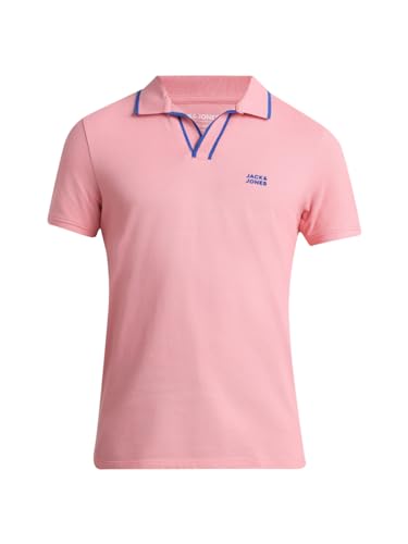 Image of Jack & Jones Men Solid Polo Collar Cotton Slim Fit T-Shirt