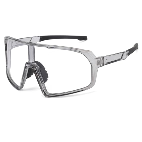 Long Keeper Fotochromowe okulary przeciwsłoneczne do jazdy na rowerze górskim, okulary do jazdy na rowerze górskim, dla kobiet, mężczyzn, przezroczyste, sportowe okulary przeciwsłoneczne do biegania