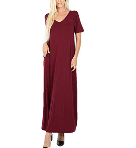 Image of Zenana Women's Premium Casual Long Relaxed Loose T-Shirt Maxi Dress with Half Sleeves and Pockets (S-3XL)