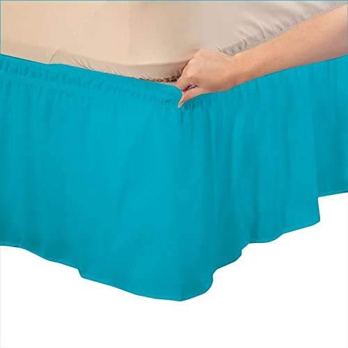 Sky Blue Bed Skirt Wrap Around 600Microfiber with Easy Fit with 20'' Inch Tailored Drop - Shrinkage and Fade Resistant with Microfiber 20'' Bed Skirt-picture-15