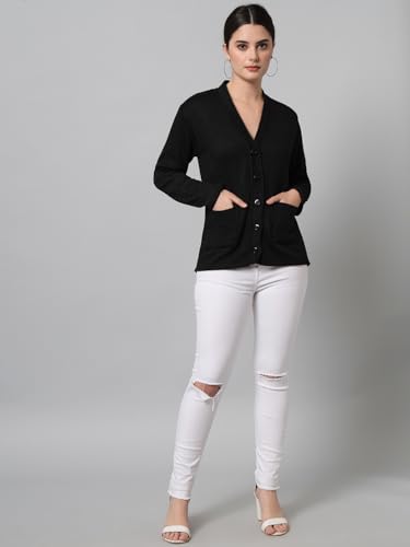 Image of eWools Women's winterwear Woolen Solid Sweater with Pockets Cardigans (with Pockets)