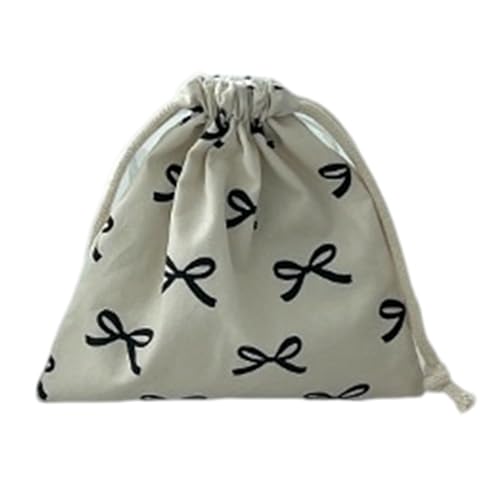 Ribbon Bowknot Drawstring Pouches Versatile Cotton Bowknot Bag with Drawstring Closure for Women's Small Gadgets