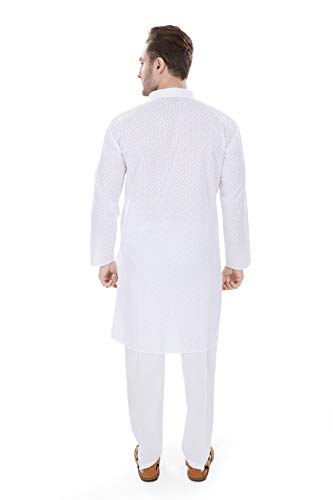 Image of LUCKWIN Men's Cotton chikankari Regular Fit Kurta Pyjama Set