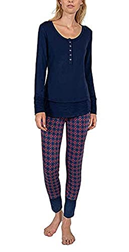 Pyjama femme doux Natori Josie bleu M vêtement de nuit décontracté et chaud Fireside