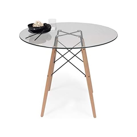 HOMELY - Mesa de Cocina o Comedor de Cristal Redonda Tower 100 Vintage Cover