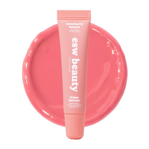 ESW Beauty Strawberry Banana Lip Gloss & Hydrating Treatment for Lips | Soft Pink Tint & Glossy Finish with Shea Butter & Hyaluronic Acid for Dry Lips & Moisturizing Lip Repair, Korean Skin Care