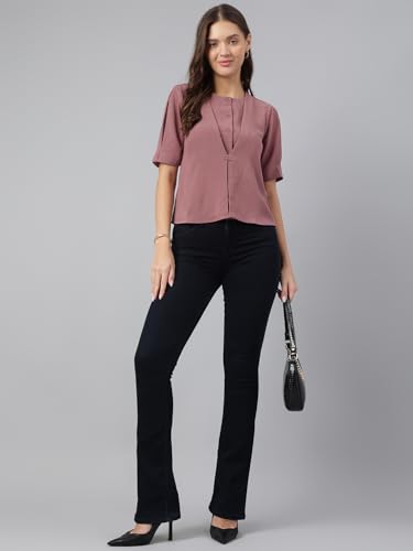 Image of Latin Quarters Women's Pink Short Sleeves Round Neck Casual Solid Top