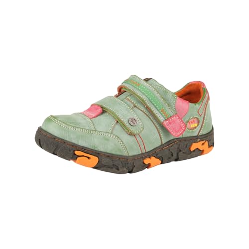 TMA EYES Women's Leather Soft Sole Non-Slip Lace-up Walking Shoes with Hook-and-Loop Fastener Design