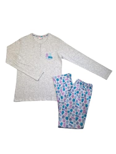 Il Granchio Pigiama Cotone Jersey da Donna Fantasia Gatti Grigio Grigio XL