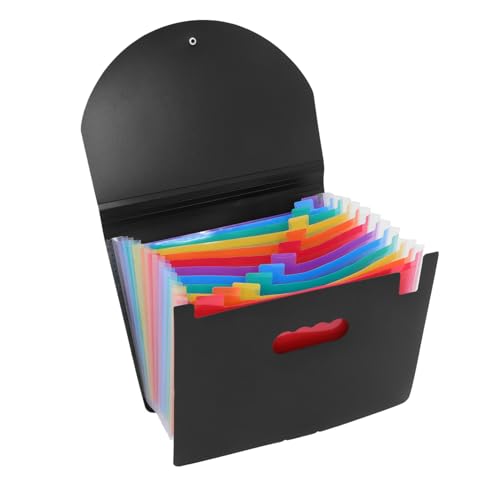 Parliky プラスチック製拡張式オルガンフォルダー 頑丈な縦型ファイルオーガナイザー 多ポケット仕切り付き 書類 領収書整理用デスク収納