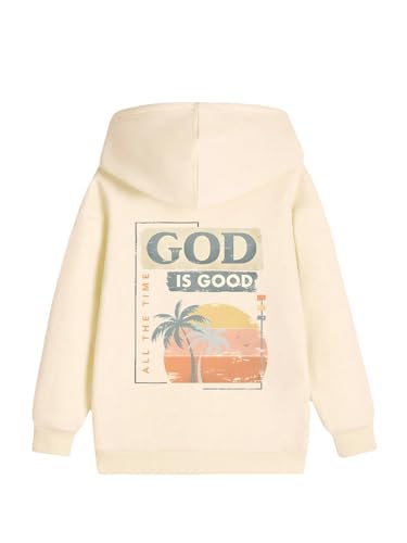 Floerns Girl's Cute Tropical Long Sleeve Hoodie Drop Shoulder Hooded Sweatshirts