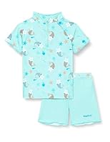 Playshoes Unisex Kinder UV-Schutz Bade-Set zweiteilig Schwimmshirt Badeshorts Badebekleidung, Einhornmeerkatze, 110/116