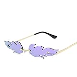 LUMoony 1Pcs Unisex Fashion Retro Flame Glasses Party Glasses Rimless Summer Glasses Flame Sunglasses Rimless Sun Glasses Rimless for Masquerade Summer Party Music Festival Costumes
