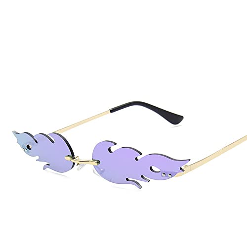 LUMoony 1Pcs Unisex Fashion Retro Flame Glasses Party Glasses Rimless Summer Glasses Flame Sunglasses Rimless Sun Glasses Rimless for Masquerade Summer Party Music Festival Costumes