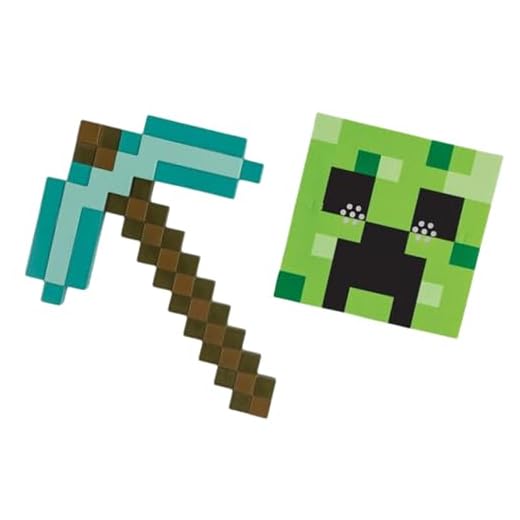 Disguise Set de Accesorios Minecraft Máscara Creeper y Pico de Diamante Minecraft - Conjunto de Accesorios Minecraft - Talla Única - Para Niños 3 Años +