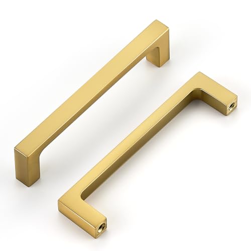 Image of Ravinte Brushed Gold Kitchen Cabinet Solid Handles,4 Inch,10 Pack
