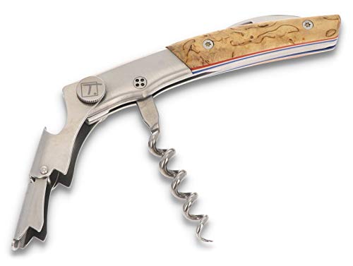 Claude Dozorme Kellnermesser - Sondermodell Frankreich Flagge - Original Le Thiers Sommelier - Griff Birke - Edelstahl matt Cover