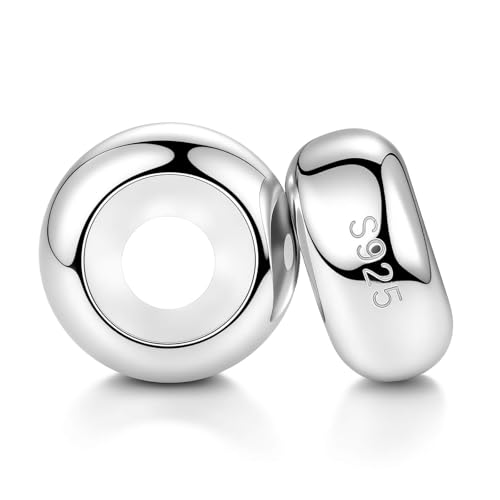 LOVANS 2pcs Separadores para Pulsera, Abalorios Clip Charms con Cierre de Seguridad y Silicona de Goma Resistente, Regalos Originales para Mujer (Plata)