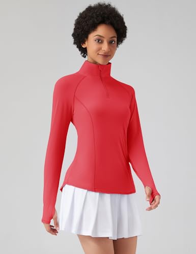 Image of LOMON Women Long Sleeve Shirts Sun Protection 1 /4 Zip Summer Quick Dry Hiking Shirts Quarter Zip Pullover for Women