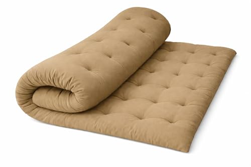 Image of ATOOTFUSION Soft Cotton Quilt | Foldable Light Weight Filled Single Firm Cotton Quilt Mattress| Gadda (Solid Coloured, 2 Sleeping Capacity, 5 x 6 ft or 72 x 60 Inches Queen) (Khaki)