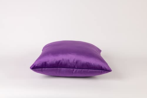 CUSHY HOME Pack of 2 Velvet Soft Decorative Square Throw Pillow Case Cushion Covers Pillowcases for Livingroom Sofa Bedroom with Invisible Zipper 45cm x 45cm 18x18 Inch Set of Two Purple - Image 2