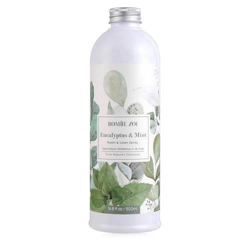 ROMIIE ZOI Eucalyptus Mint Room Spray Refill - 500ml / 16.8 Fl Oz - Soothing Aromatherapy Scent for Spa-Like Relaxation & Clarity - Concentrated Air Freshener