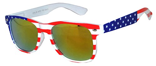 Image of OWL Classic American Flag Sunglasses USA Patriot Colored Lens 4th of July