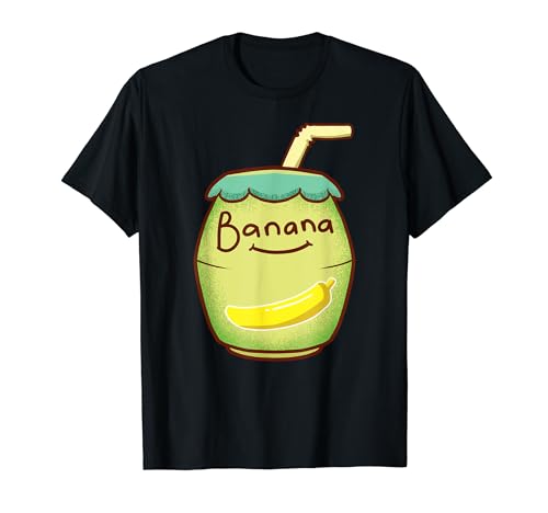 Cute Banana Drink Kawaii Smiling Fruit Juice Foodie Novelty Camiseta