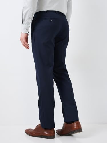 Image of Raymond Men Mid Rise Slim Fit Checks Pattern Polyester Blend Pleatless Formal Trouser