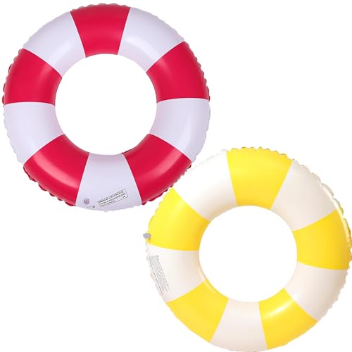Anello di Nuoto Gonfiabile Salvagente Adulto, 2 pezzi Strisce PVC gonfiabile Anello da Nuoto, piscina gonfiabile per feste estive in spiaggia