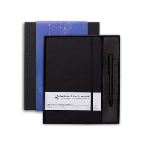 DOODLE Undated Executive Diary Gift Set | A5 160 Pages PU Leather Notebook + Stylish Pen with Stylus | All Packed in a Beautifully Packaged in an Elegant Gift Box (Black)